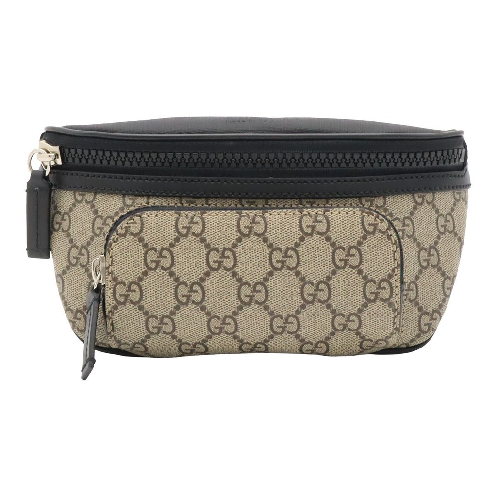 Gucci Soft GG Supreme Web Stripe Belt Bag Leather Khaki Beige Mocha Blanc