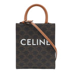 Celine Triomphe Mini Vertical Cabas Mini Bag 2-Way Crossbody Leather Tan