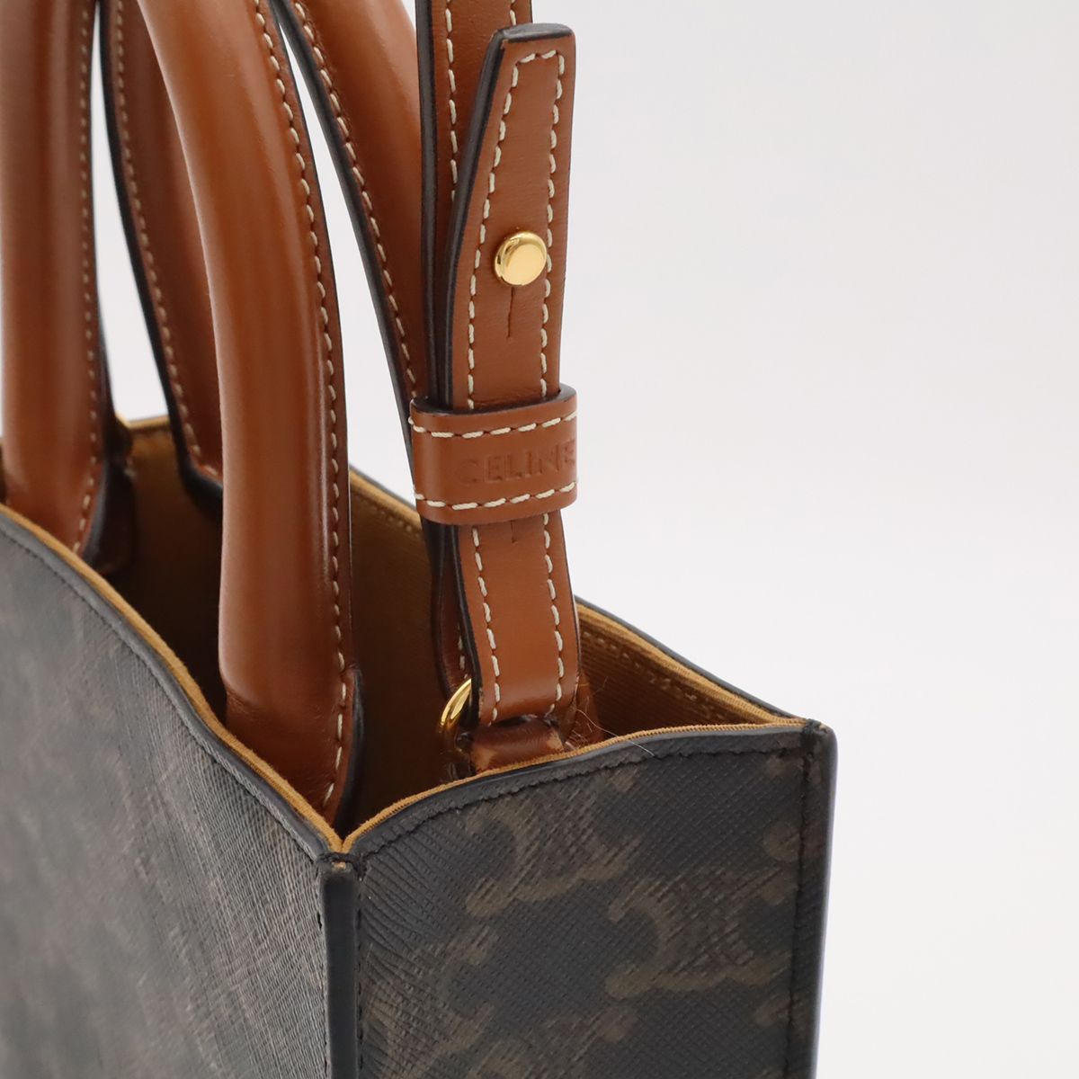 Celine Triomphe Mini Vertical Cabas Mini Bag 2-Way Crossbody Leather Tan — view 4