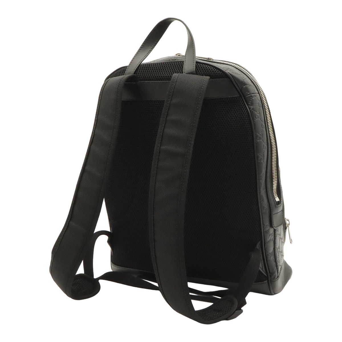 Gucci Guccissima Backpack Leather Black Silver — view 2