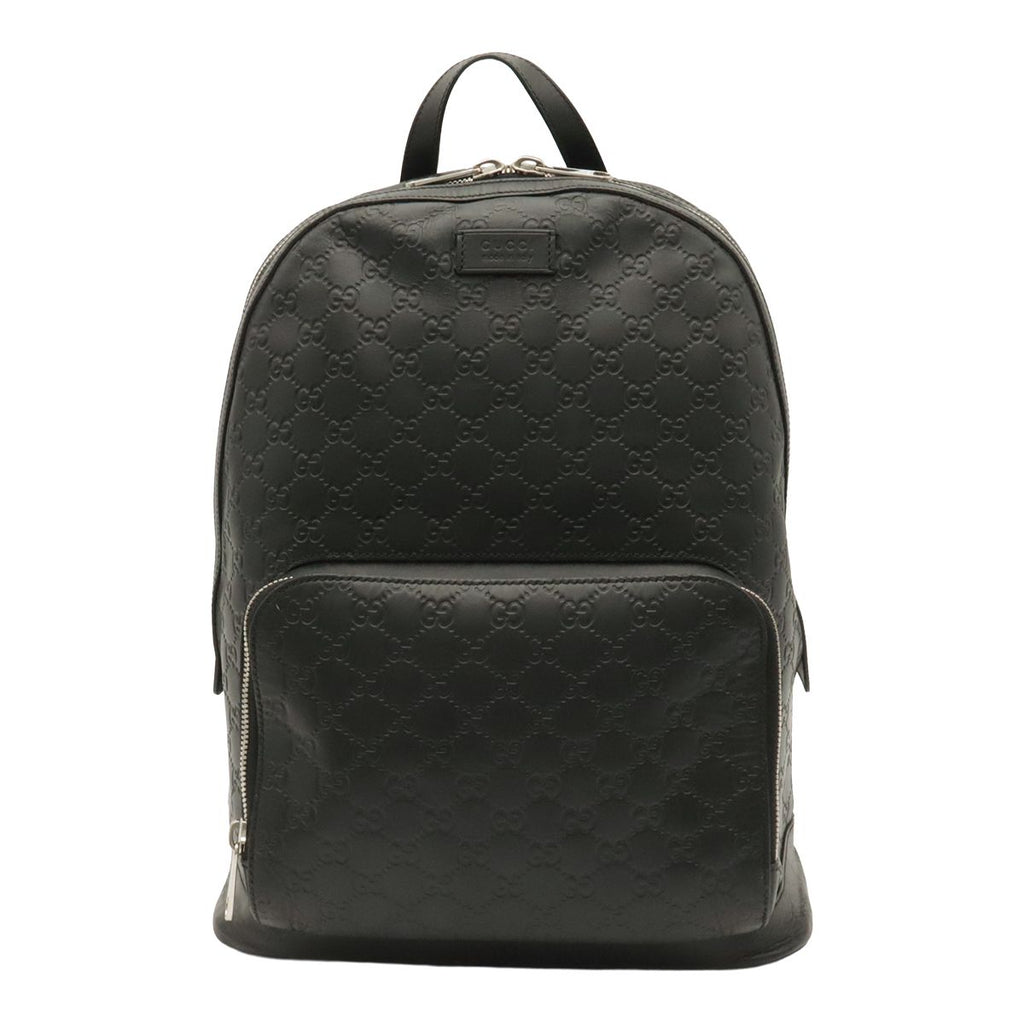 Gucci Guccissima Backpack Leather Black Silver