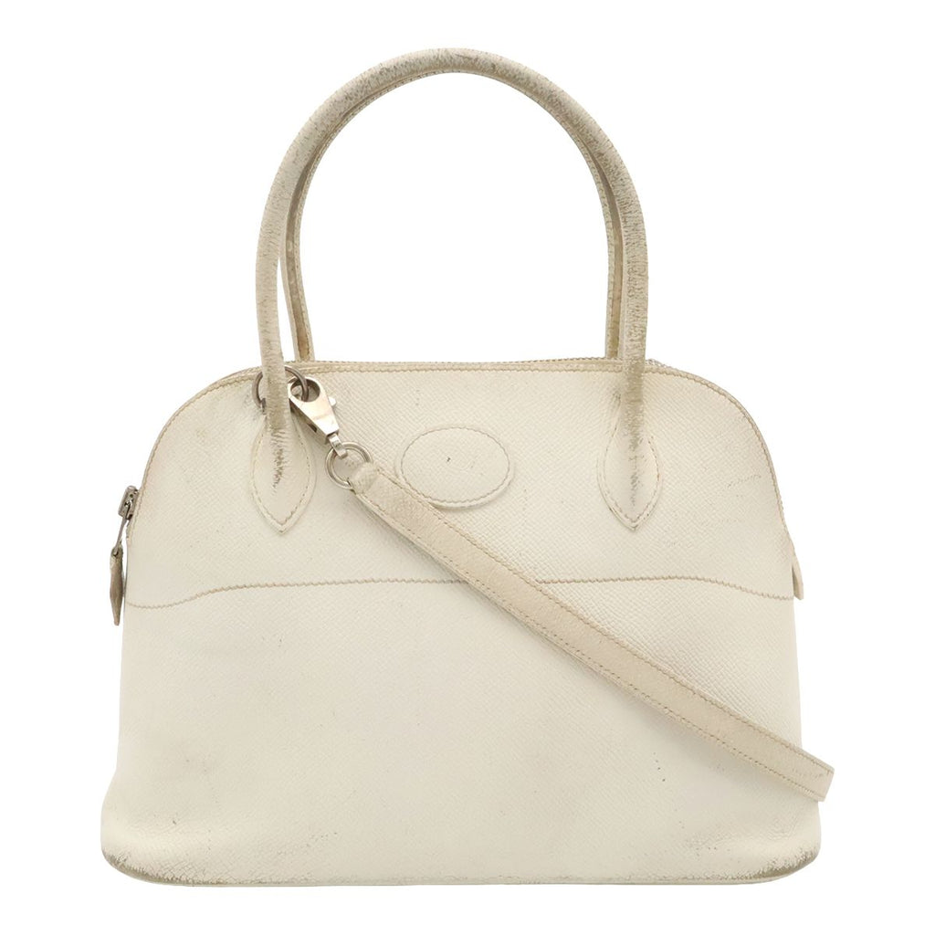 Hermes Bolide 27 Mini Bag 2-Way Pochette Epsom White Silver