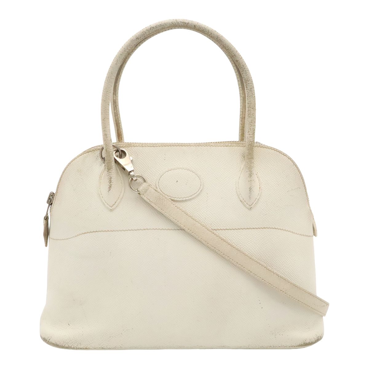 Hermes Bolide 27 Mini Bag 2-Way Pochette Epsom White Silver