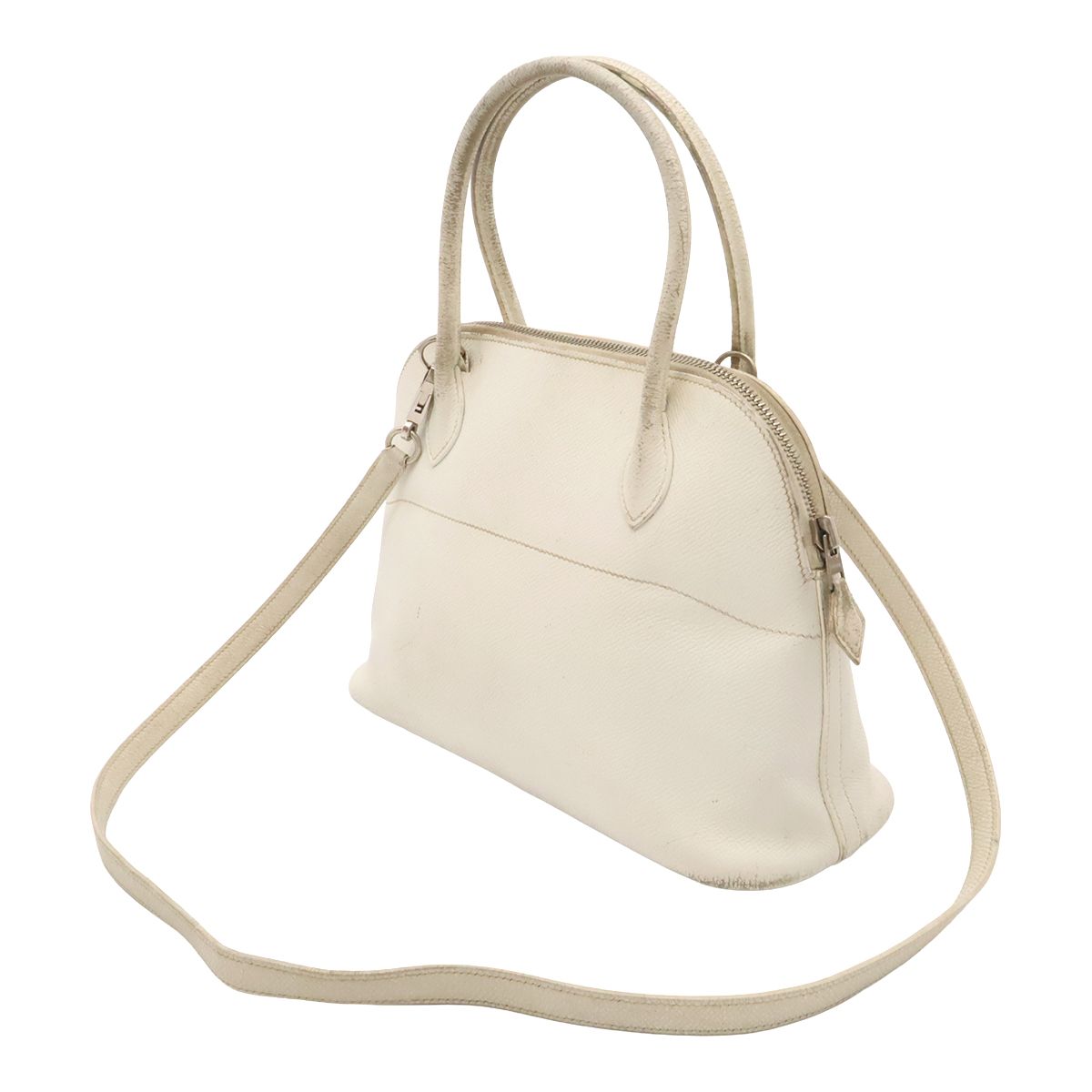 Hermes Bolide 27 Mini Bag 2-Way Pochette Epsom White Silver — view 2