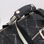 Chanel Vintage Travel Line Boston Bag Purse 2-Way Nylon Black Red — view 4