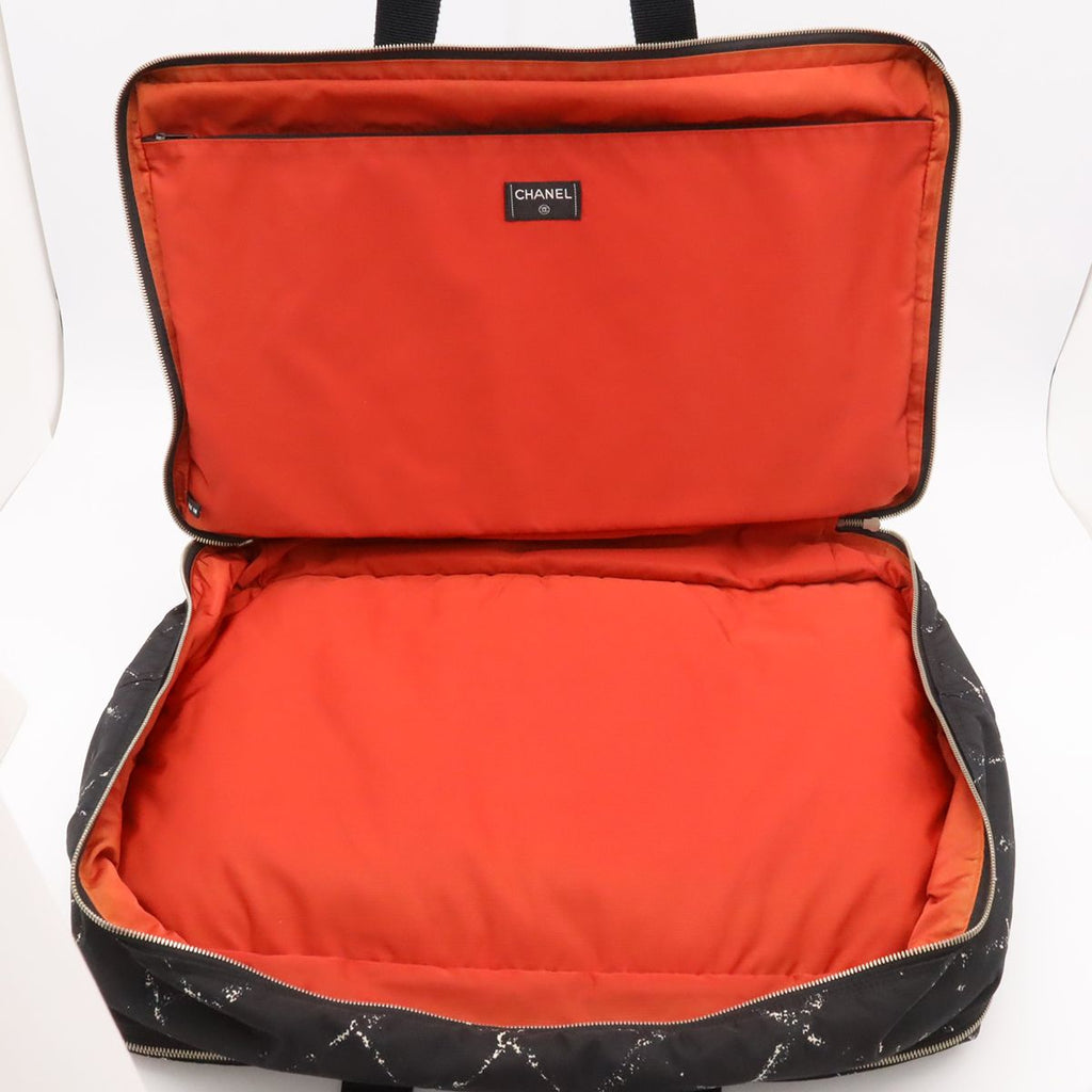 Chanel Vintage Travel Line Boston Bag Purse 2-Way Nylon Black Red — view 6