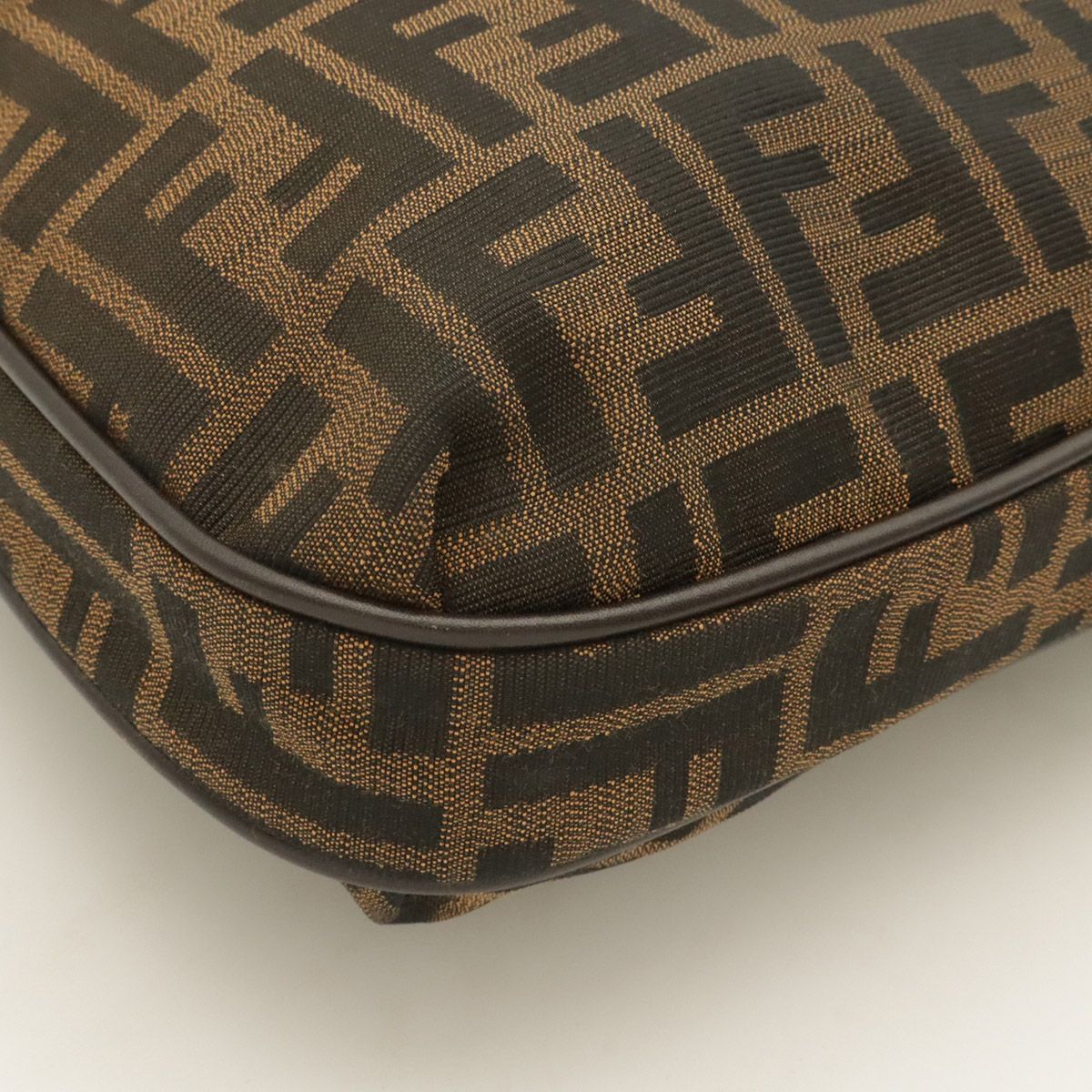 Fendi Zucca Pattern Shoulder Bag Crossbody Nylon Canvas Khaki Brown Dark Gold — view 3
