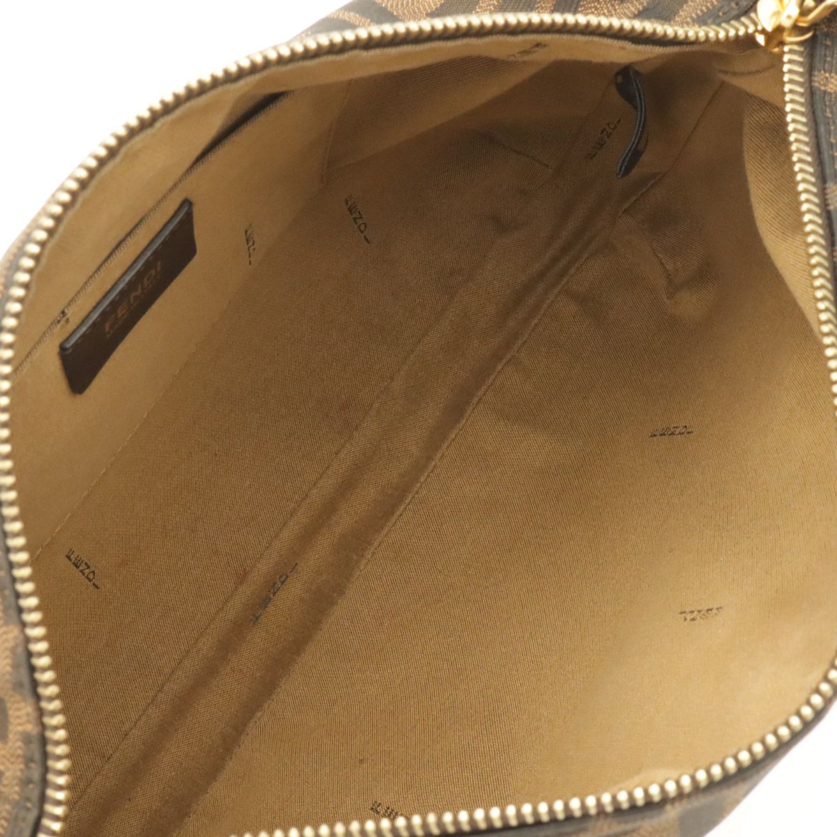 Fendi Zucca Pattern Shoulder Bag Crossbody Nylon Canvas Khaki Brown Dark Gold — view 7