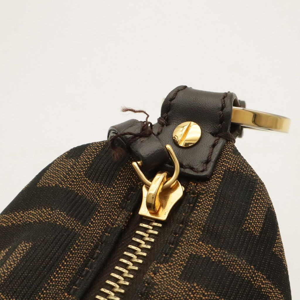 Fendi Zucca Pattern Shoulder Bag Crossbody Nylon Canvas Khaki Brown Dark Gold — view 5