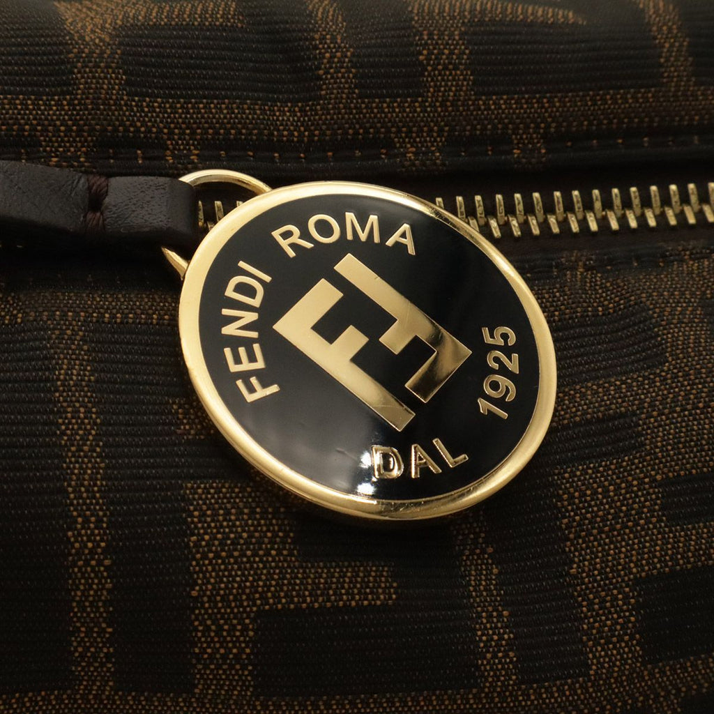 Fendi Zucca Pattern Shoulder Bag Crossbody Nylon Canvas Khaki Brown Dark Gold — view 6