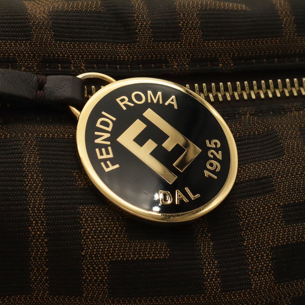 Fendi Zucca Pattern Shoulder Bag Crossbody Nylon Canvas Khaki Brown Dark Gold — view 6
