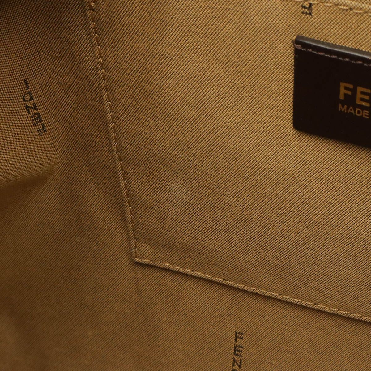 Fendi Zucca Pattern Shoulder Bag Crossbody Nylon Canvas Khaki Brown Dark Gold — view 8
