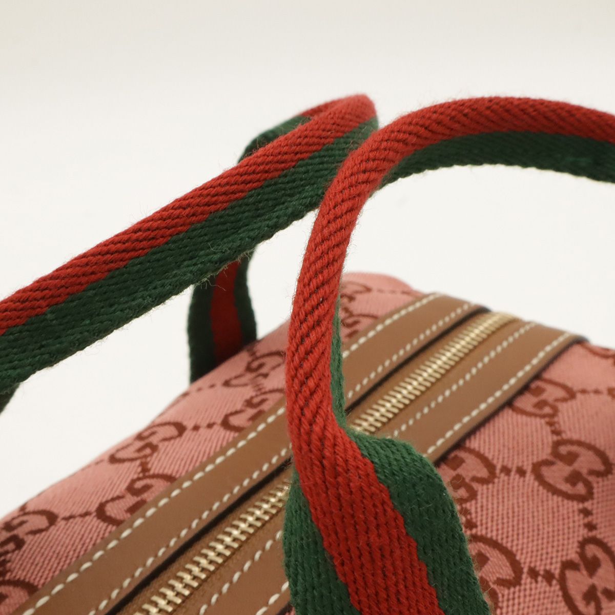 Gucci GG Canvas Sherry Line Mini Boston Bag 2-Way Crossbody Leather Pink Silver — view 4