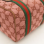 Gucci GG Canvas Sherry Line Mini Boston Bag 2-Way Crossbody Leather Pink Silver — view 3