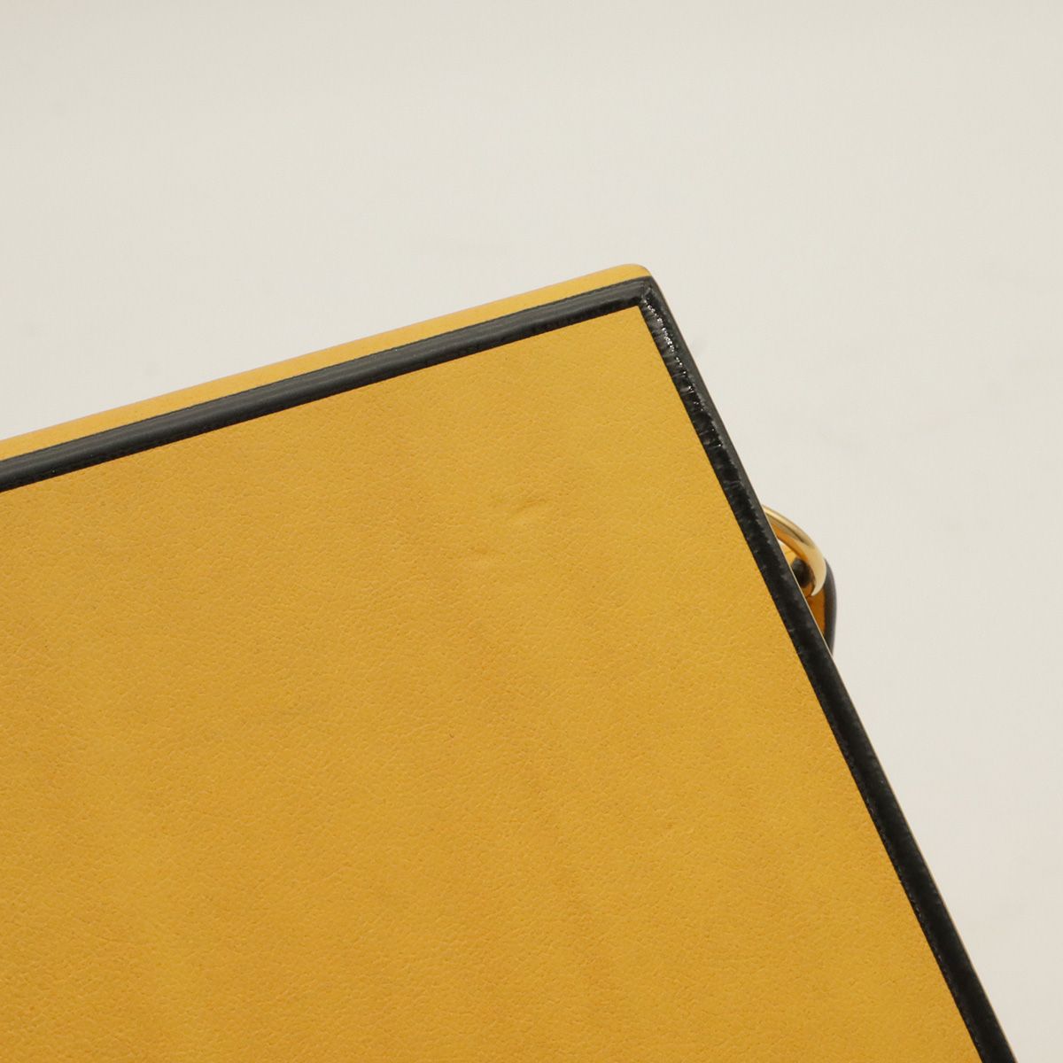 Fendi Logo Box Shoulder Bag Crossbody Leather Yellow Black Gold — view 5