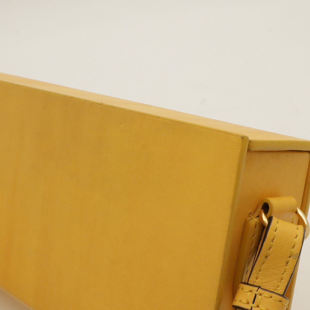 Fendi Logo Box Shoulder Bag Crossbody Leather Yellow Black Gold — view 4