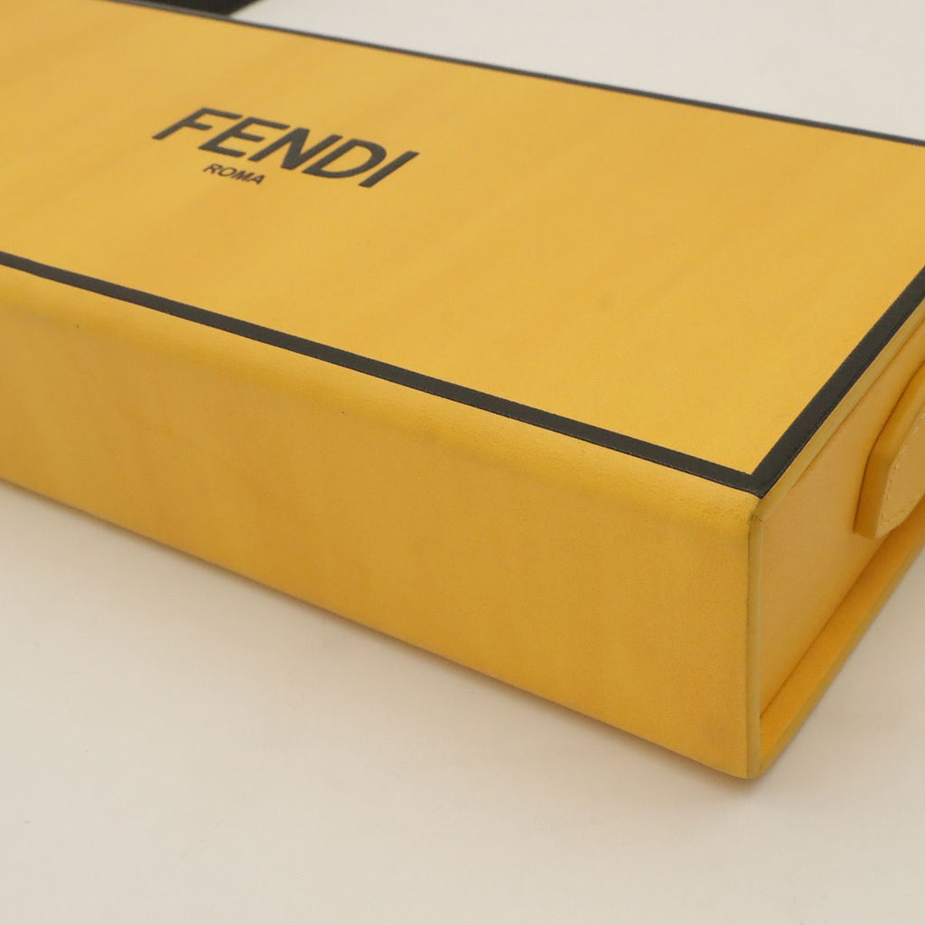 Fendi Logo Box Shoulder Bag Crossbody Leather Yellow Black Gold — view 3