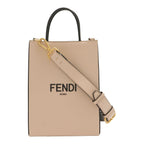 Fendi Shopping Small 2-Way Shoulder Bag Crossbody Leather Pink Black Gold