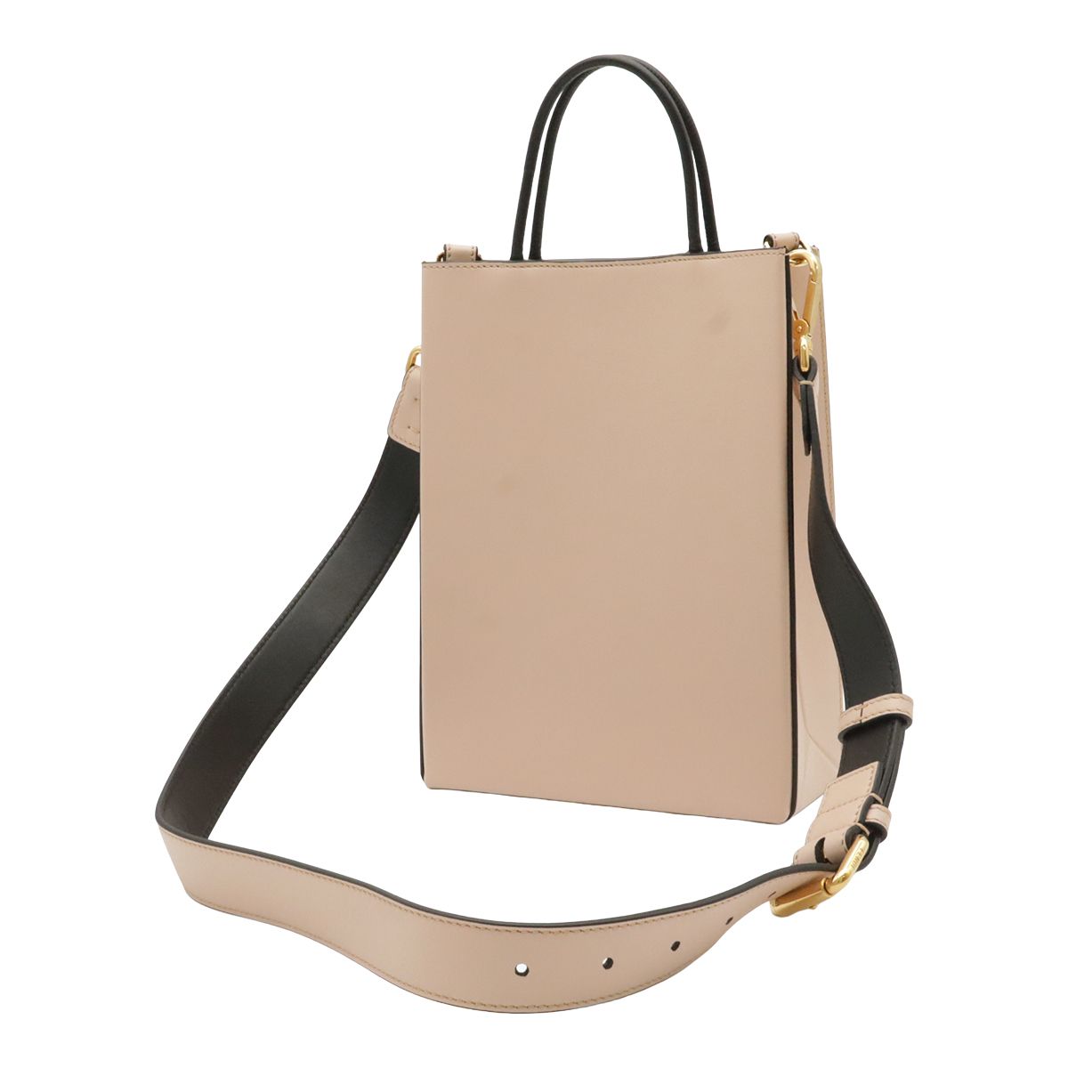 Fendi Shopping Small 2-Way Shoulder Bag Crossbody Leather Pink Black Gold — view 2