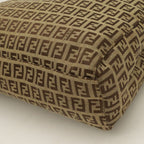 Fendi Zucchino Zucca Pattern Tote Bag Canvas Leather Khaki Brown Gold — view 3