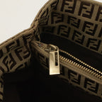 Fendi Zucchino Zucca Pattern Tote Bag Canvas Leather Khaki Brown Gold — view 6