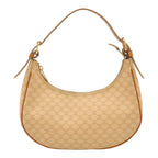 Celine Macadam Mini Bag Half Moon Hobo Leather Beige Brown Gold
