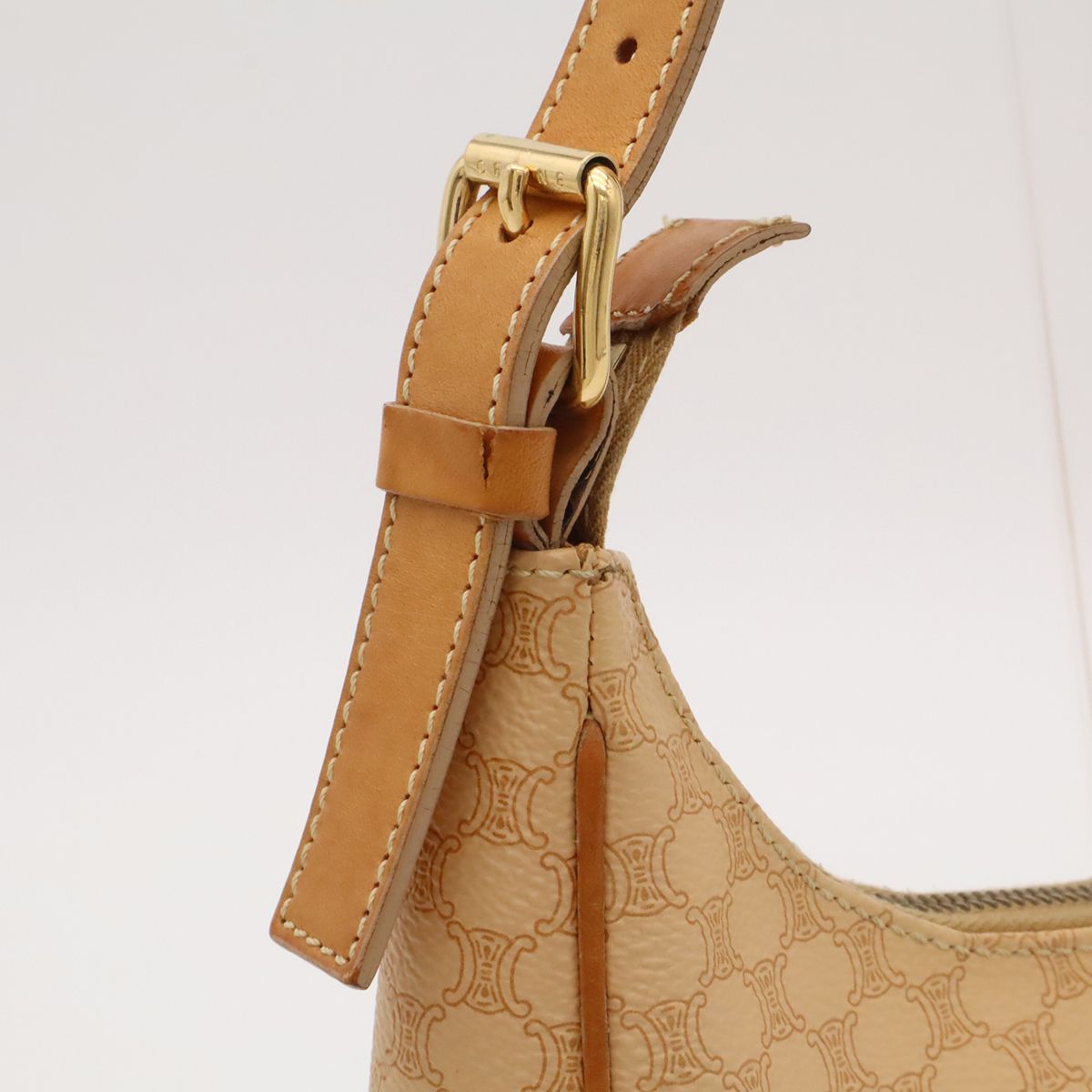 Celine Macadam Mini Bag Half Moon Hobo Leather Beige Brown Gold — view 4