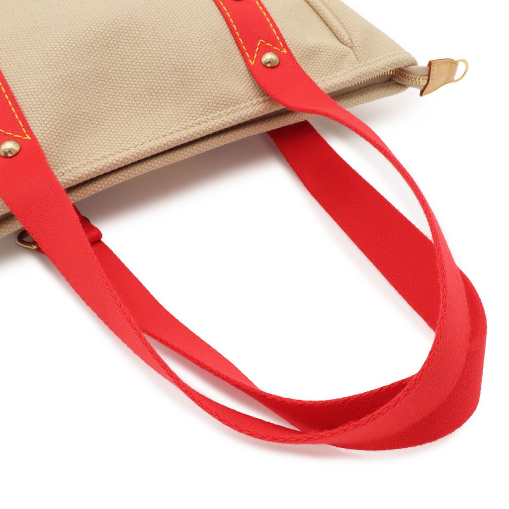 Louis Vuitton Antigua Cabas MM Tote Shoulder Bag Beige Red — view 4