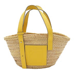 Loewe Basket Bag Small Handbag Palm Leaf Leather Natural Yellow