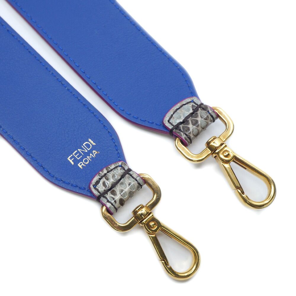 Fendi Strap You Long Shoulder Python Blue Gold Belt Bag — view 5