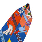Hermes Brides Et Gray Bridle and Charm Multicolor Twilly Silk 100% Scarf — view 8