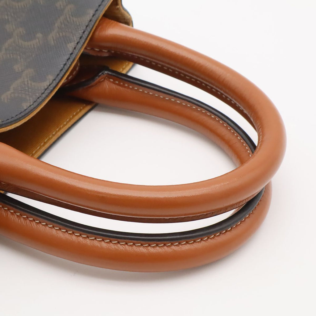 Celine Triomphe Mini Vertical Cabas Mini Bag 2-Way Crossbody Leather Tan — view 5