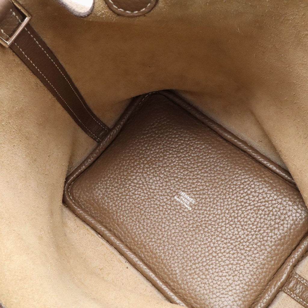 Hermes Picotin Lock PM Mini Bag Tote Taurillon Clemence Leather Etoupe Greige — view 6