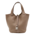 Hermes Picotin Lock PM Mini Bag Tote Taurillon Clemence Leather Etoupe Greige