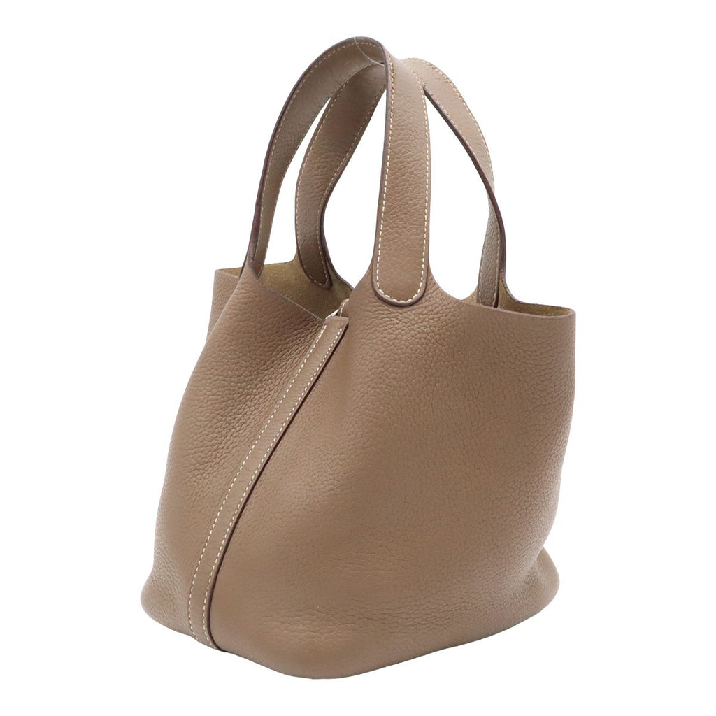 Hermes Picotin Lock PM Mini Bag Tote Taurillon Clemence Leather Etoupe Greige — view 2