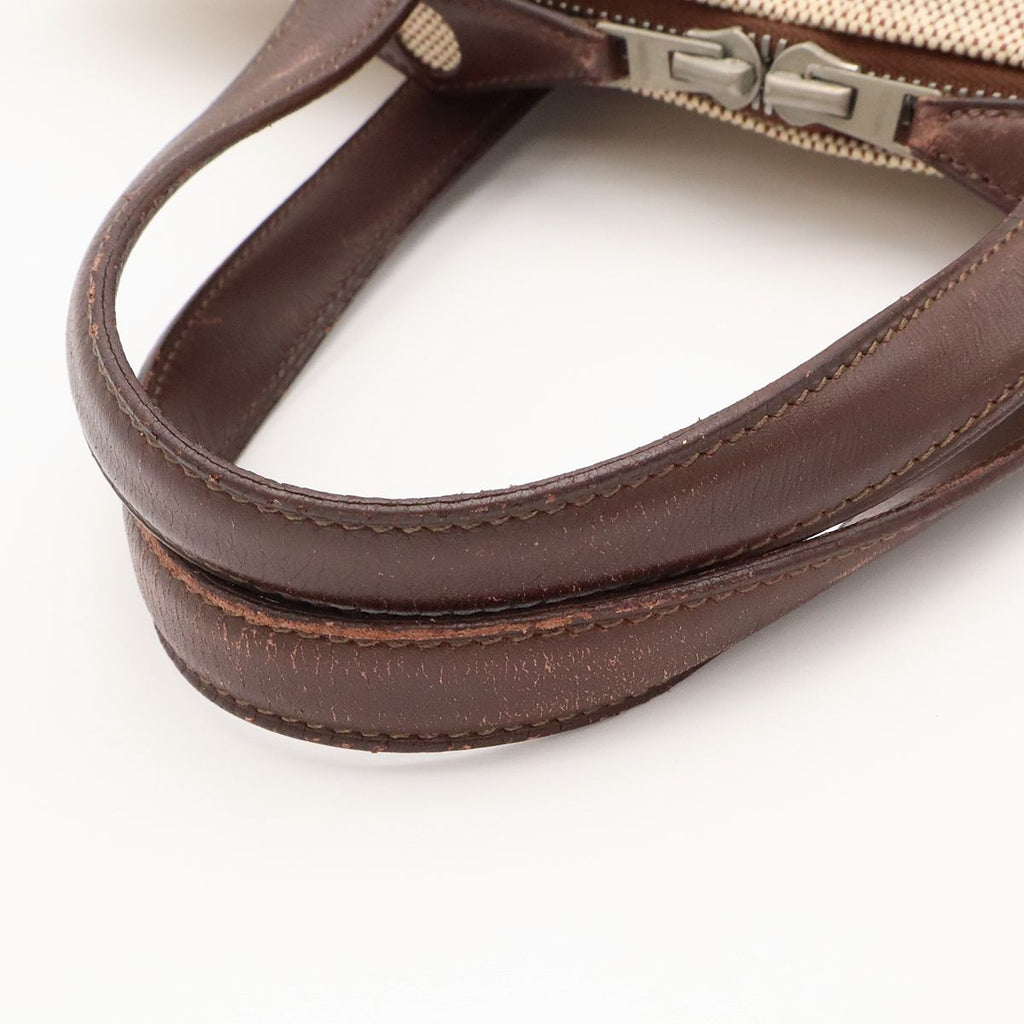Hermes Sac Ibou MM Handbag 2-Way Toile H Leather Ivory Natural Brown Silver — view 4
