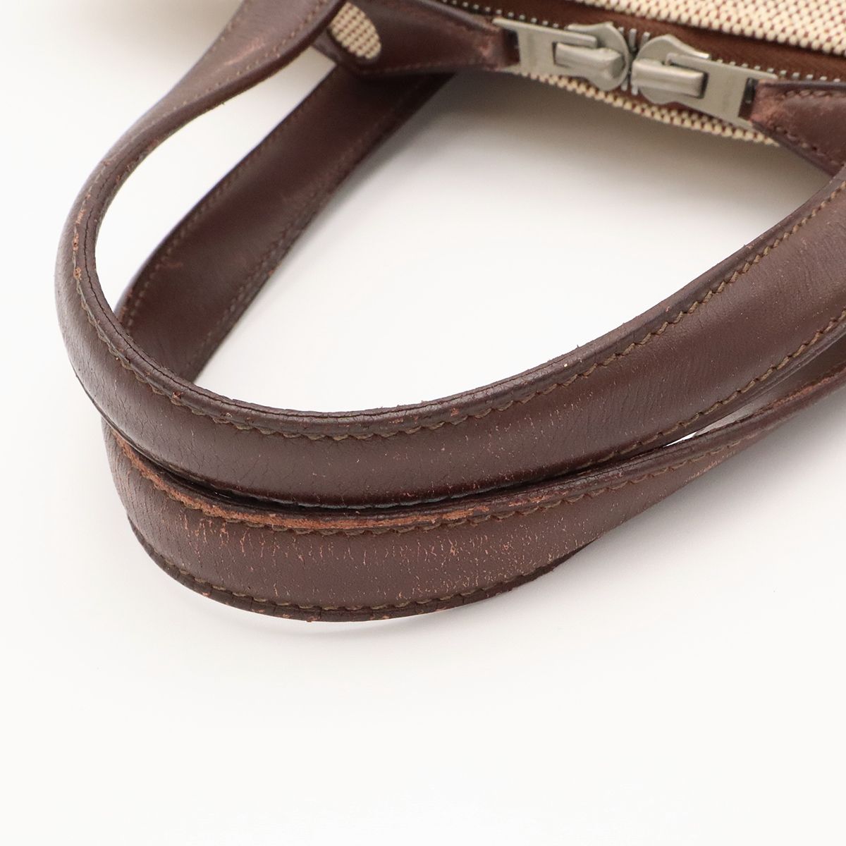 Hermes Sac Ibou MM Handbag 2-Way Toile H Leather Ivory Natural Brown Silver — view 4
