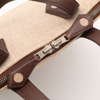 Hermes Sac Ibou MM Handbag 2-Way Toile H Leather Ivory Natural Brown Silver — view 5