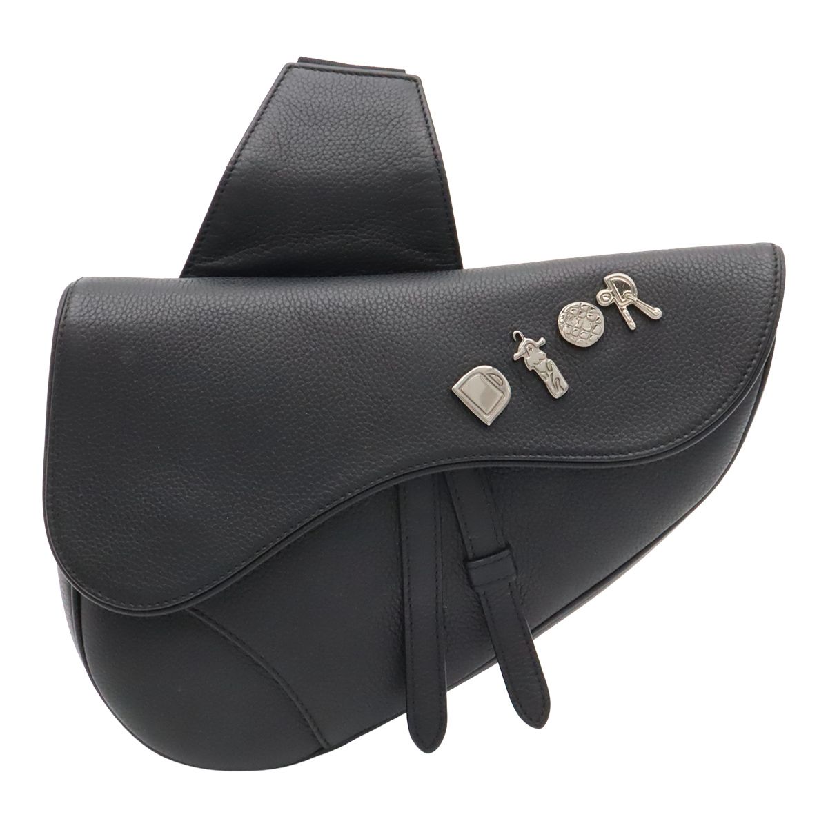 Dior Saddle Bag Leather Canvas Black