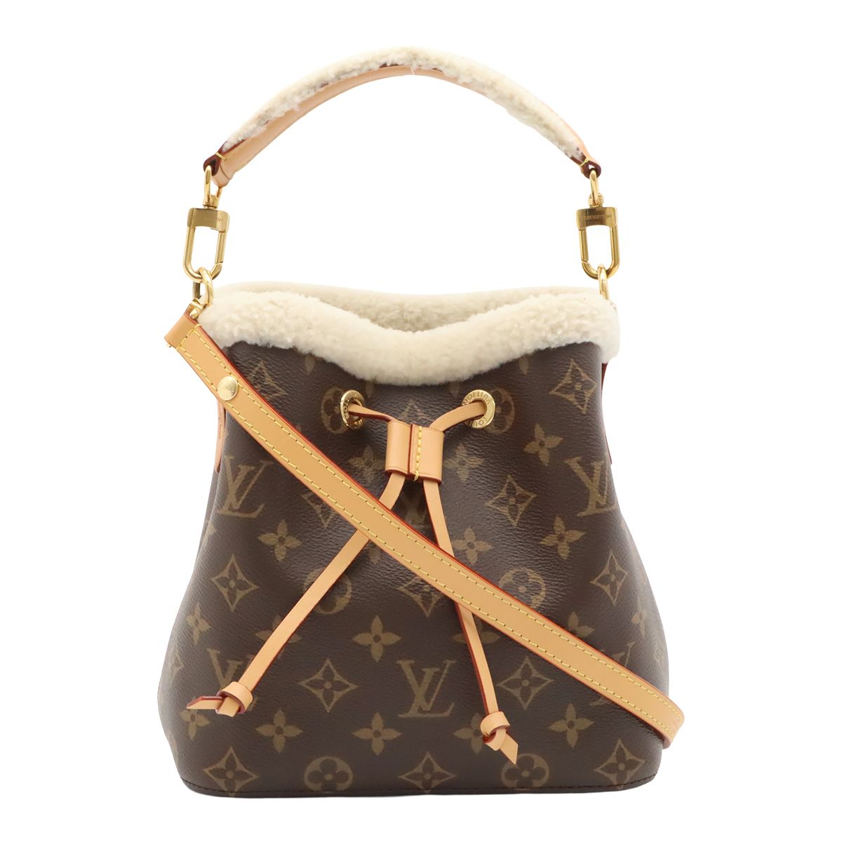 Louis Vuitton Cozygram Monogram Neo Noe BB 2-Way Shoulder Bag Shearling Fleece