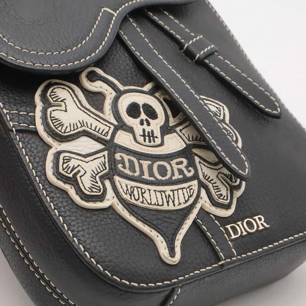 Dior Saddle Mini Bag Shawn Stussy Collaboration Leather Skull Black — view 7