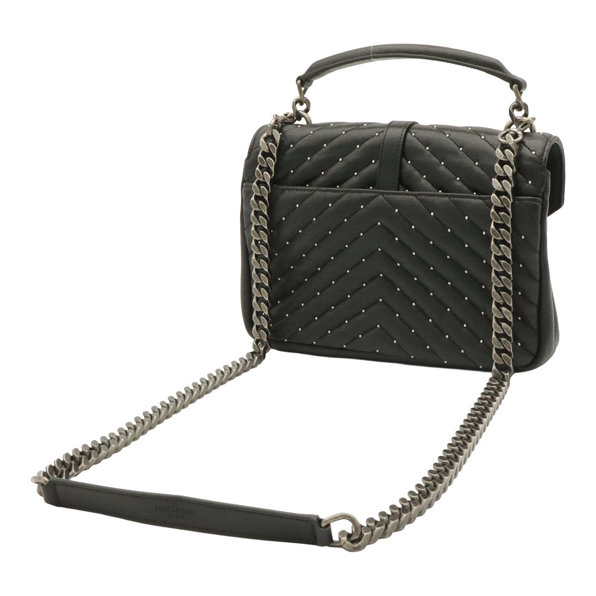 Saint Laurent Paris YSL Carre Medium Shoulder Bag 2-Way Leather Black — view 2