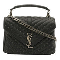 Saint Laurent Paris YSL Carre Medium Shoulder Bag 2-Way Leather Black
