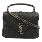 Saint Laurent Paris YSL Carre Medium Shoulder Bag 2-Way Leather Black