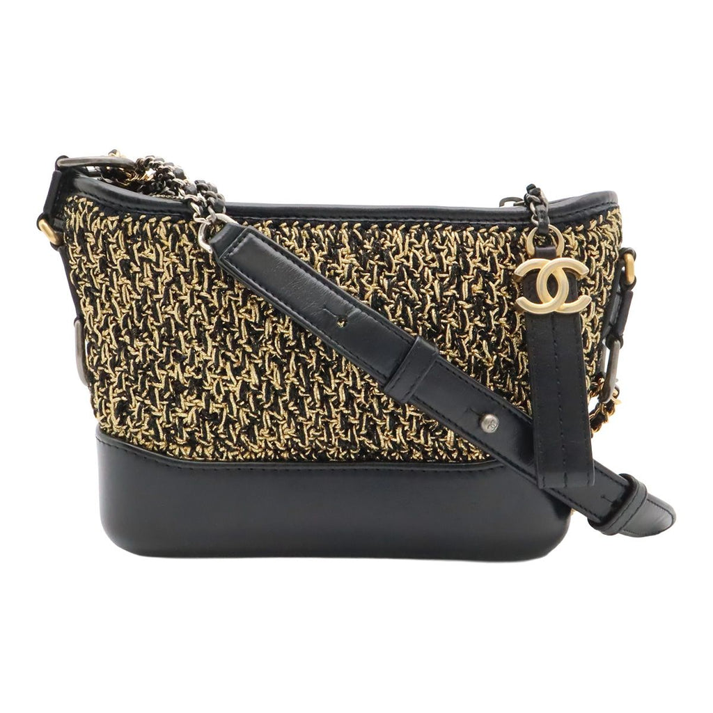 Chanel Gabrielle de Chanel Tweed Small Hobo Shoulder Bag Chain Gold Black