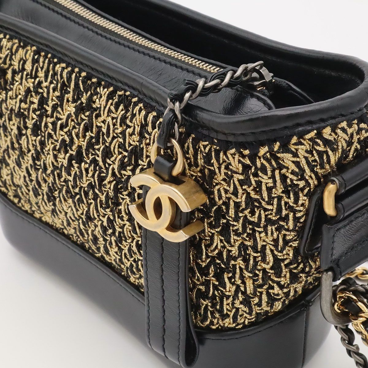 Chanel Gabrielle de Chanel Tweed Small Hobo Shoulder Bag Chain Gold Black — view 5