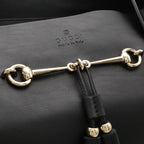 Gucci Horsebit Tote Bag Tassel Fringe Leather Black Gold — view 5
