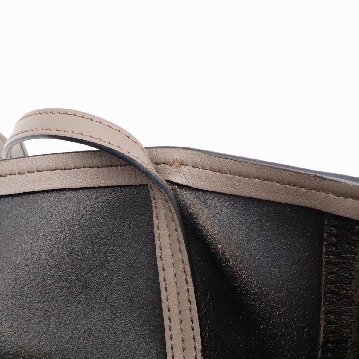 Prada Tote Bag Shoulder Leather Gray Gold — view 5