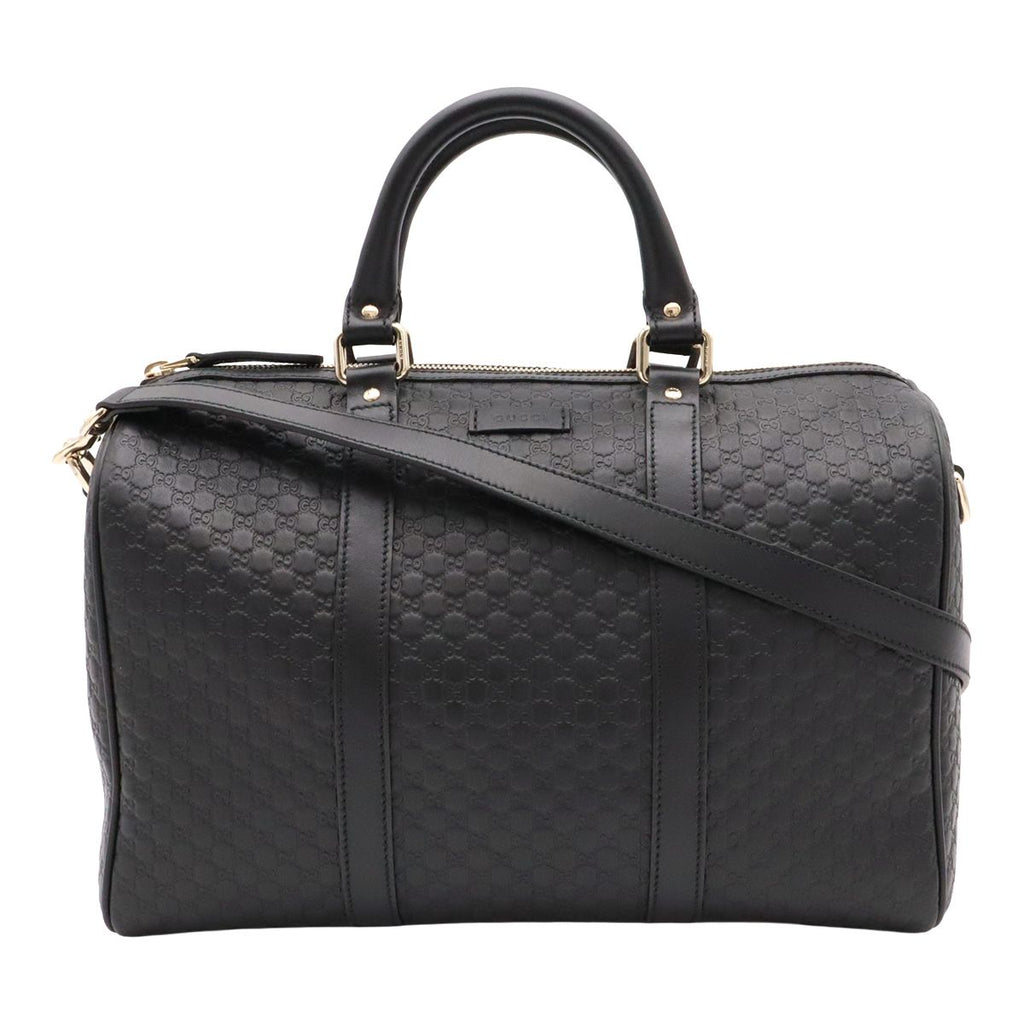 Gucci Micro Guccissima Boston Bag 2-Way Crossbody Leather Black