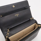 Chanel Camellia CC Logo Chain Wallet Shoulder Bag Pochette Lambskin Leather — view 6